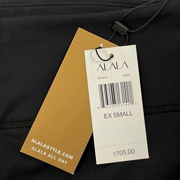 NWT Women’s ALALA Leggings~Mesh~key pocket Back waterproof zip Pocket~Black XS - Picture 3 of 9